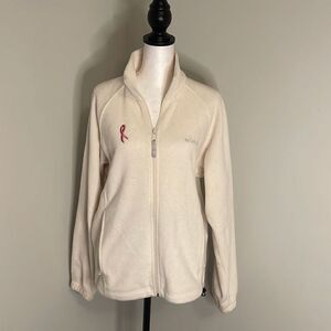 Columbia Women’s Fleece Jacket Breast Cancer Awareness Full Zip White Medium
